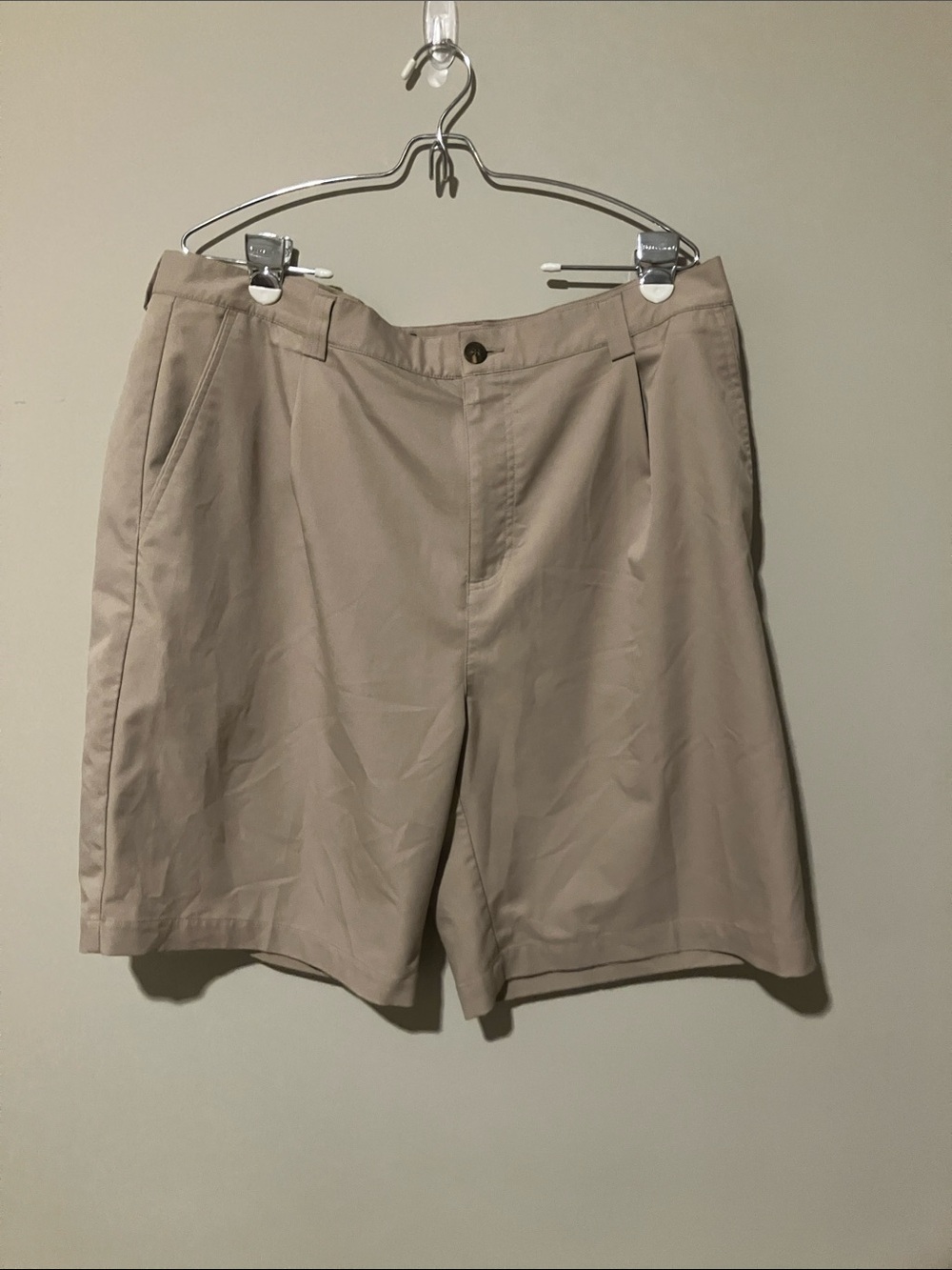 adidas Men's Flat Front Tan Shorts